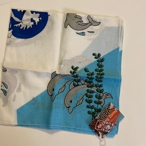 NWT Dolphin Bandana/scarf sz 20”x20” 100% cotton